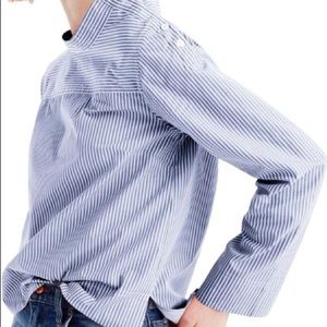 J. Crew Funnel Neck Top in Blue Stripe